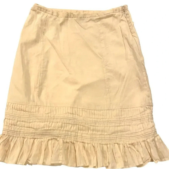 Anthropologie Odille cotton ruffled skirt Light tan Nicely lined Women’s size 2 - Picture 2 of 10